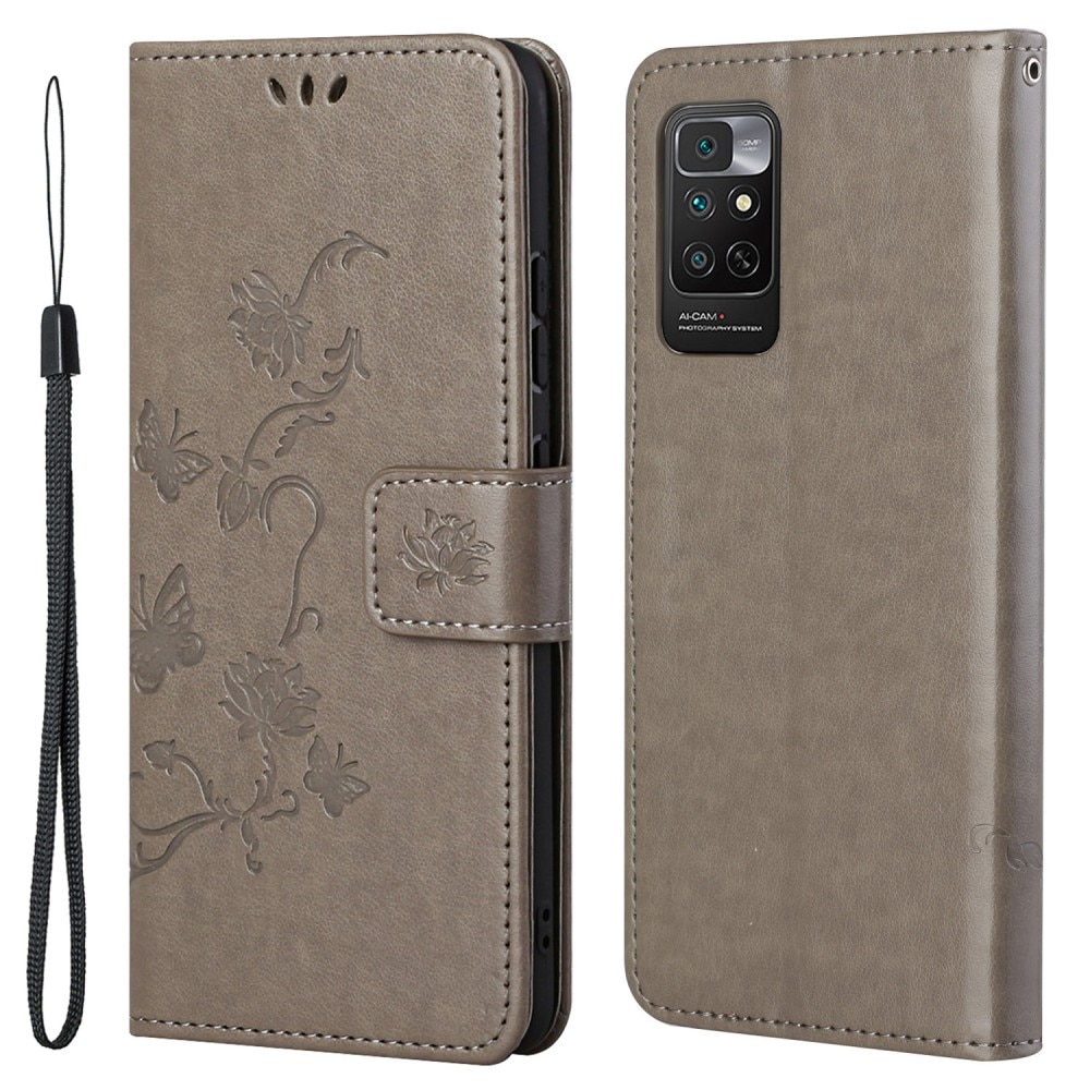 Funda de Cuero con Mariposas Xiaomi Redmi Note 11, Gris