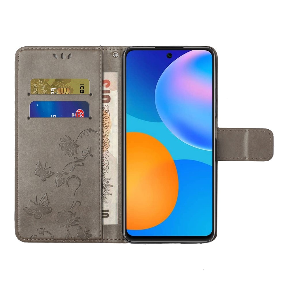 Funda de Cuero con Mariposas Xiaomi Redmi Note 11, Gris