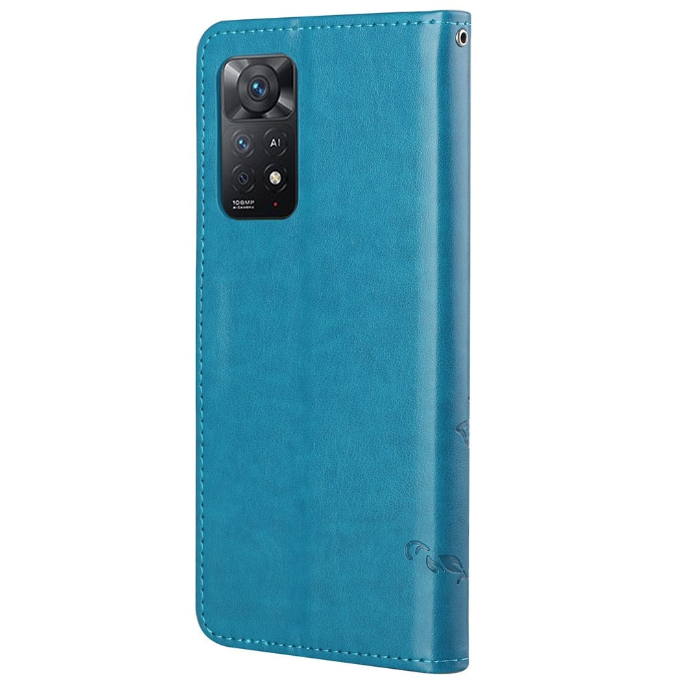 Funda de Cuero con Mariposas Xiaomi Redmi Note 11 Pro, Azul