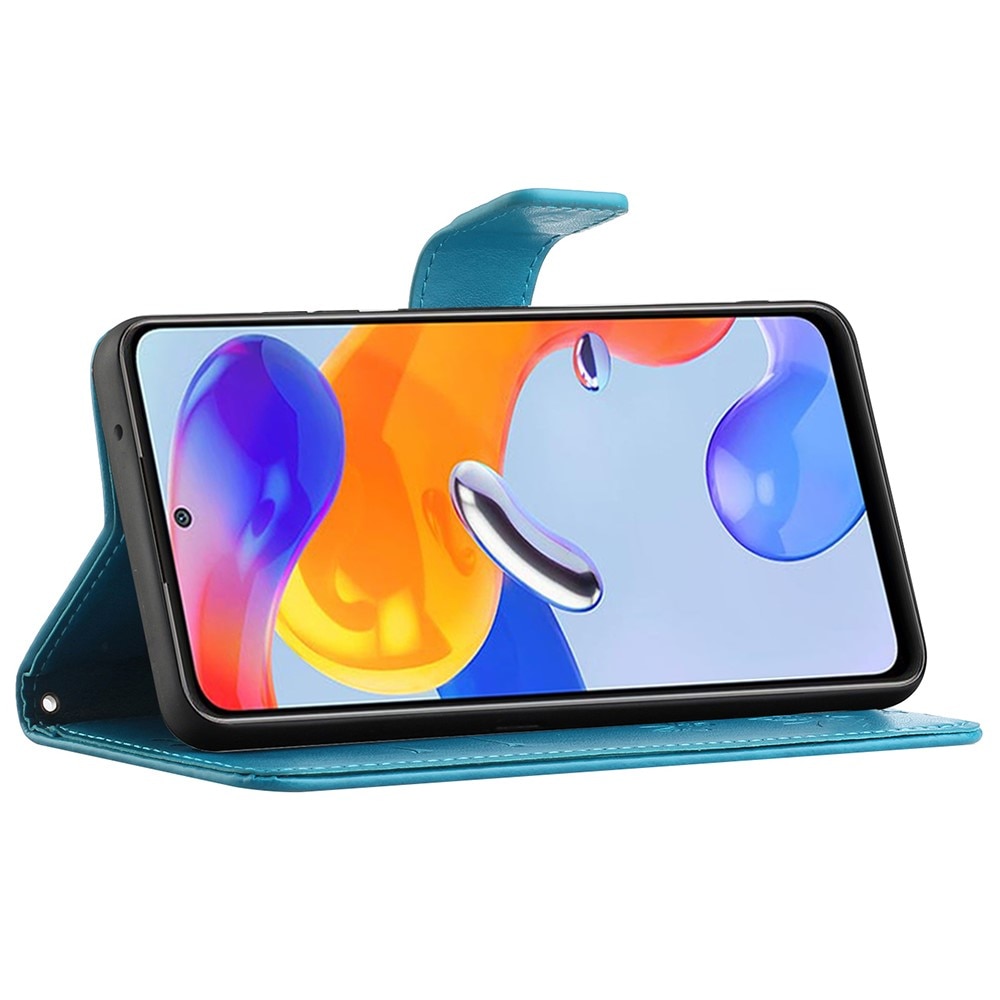 Funda de Cuero con Mariposas Xiaomi Redmi Note 11 Pro, Azul