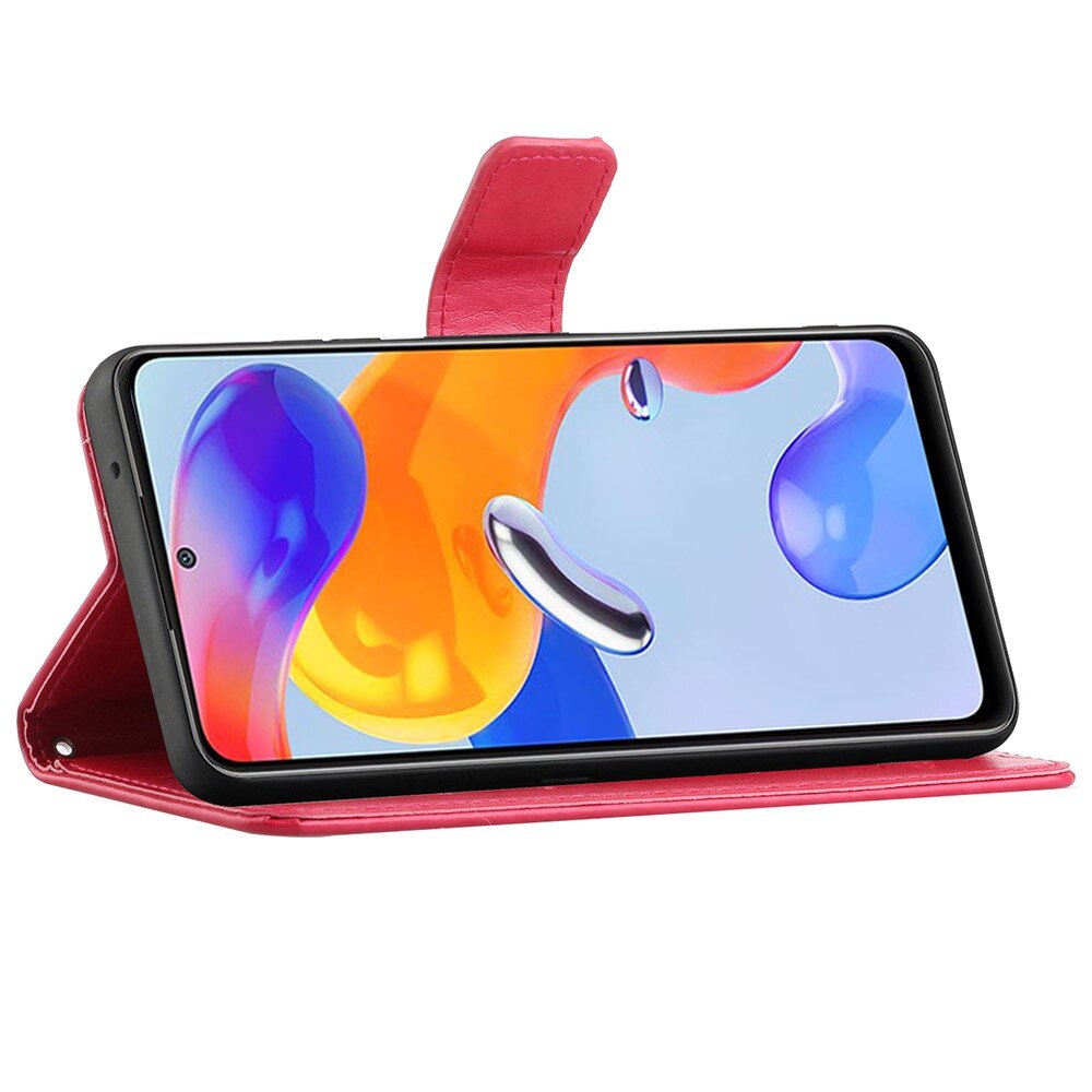Funda de Cuero con Mariposas Xiaomi Redmi Note 11 Pro, Rojo