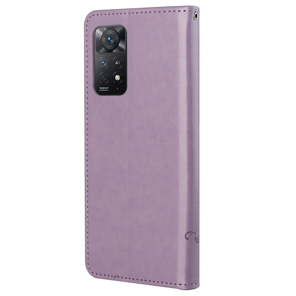 Funda de Cuero con Mariposas Xiaomi Redmi Note 11 Pro, Púrpura
