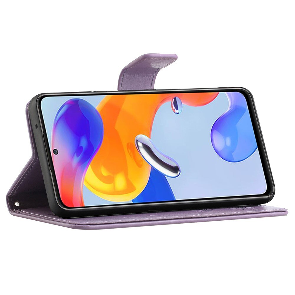 Funda de Cuero con Mariposas Xiaomi Redmi Note 11 Pro, Púrpura