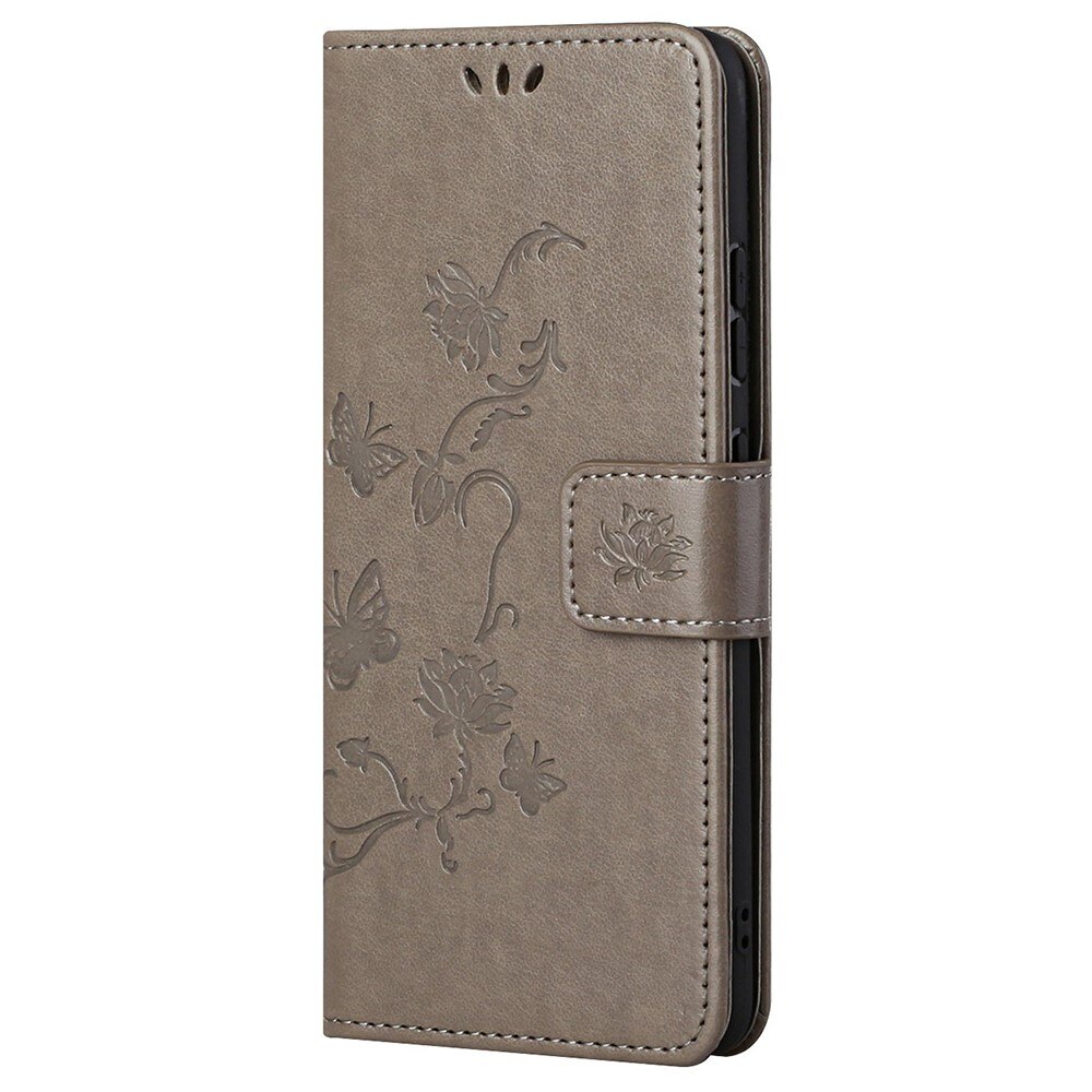Funda de Cuero con Mariposas Xiaomi Redmi Note 11 Pro, Gris