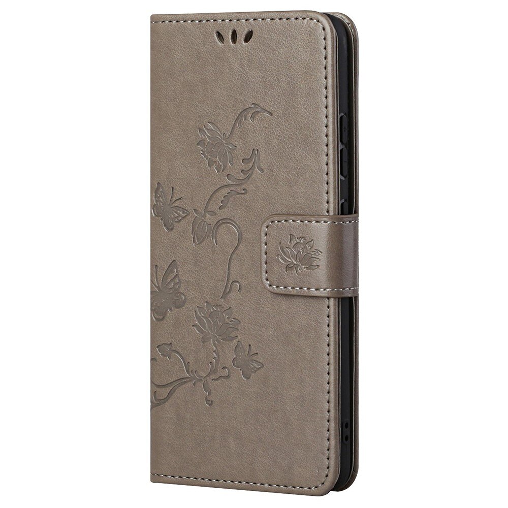 Funda de cuero con mariposas para Xiaomi Redmi Note 11 Pro, gris