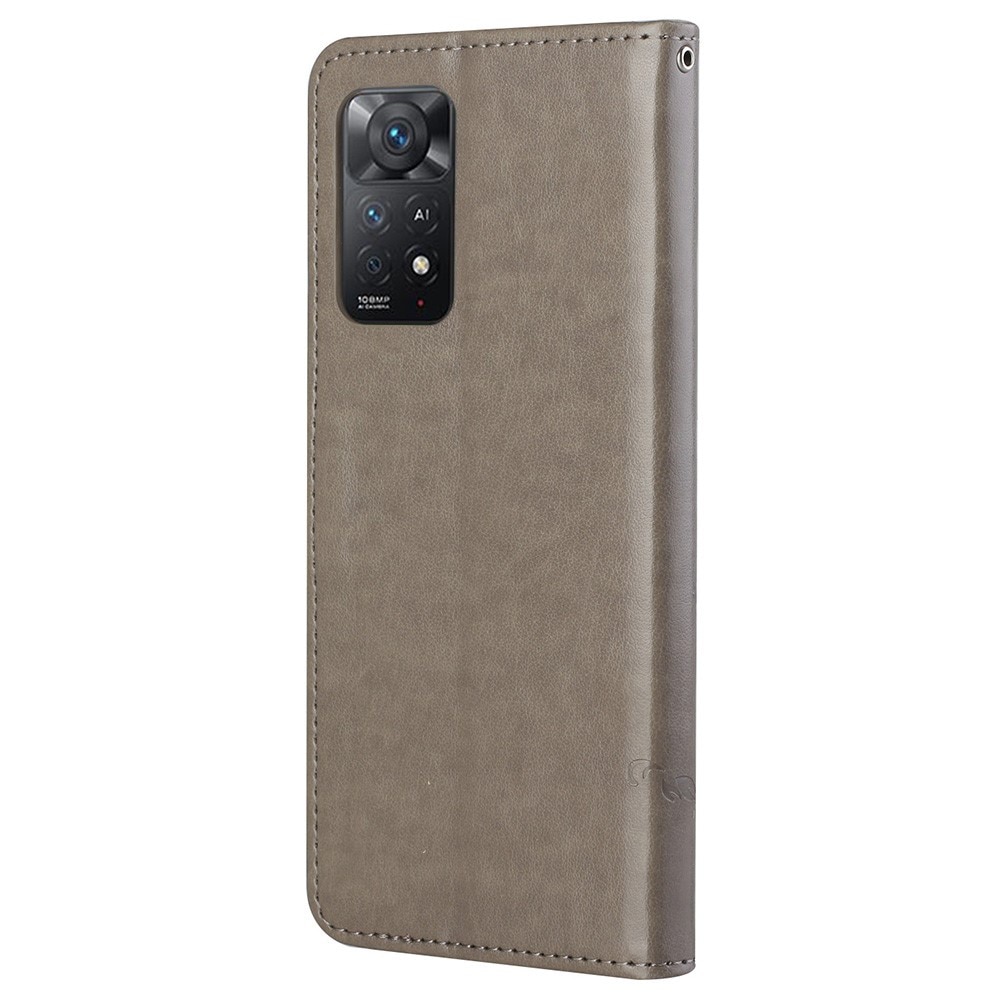 Funda de Cuero con Mariposas Xiaomi Redmi Note 11 Pro, Gris