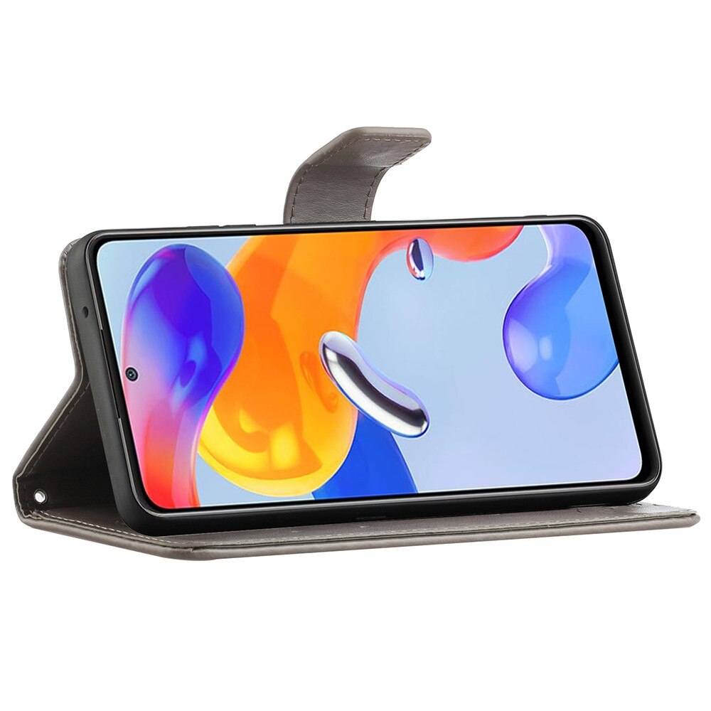 Funda de Cuero con Mariposas Xiaomi Redmi Note 11 Pro, Gris