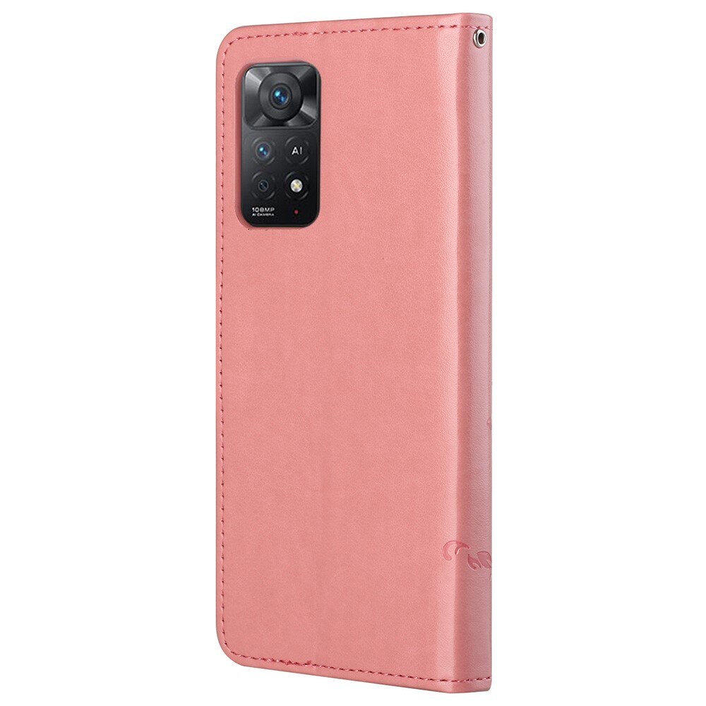 Funda de Cuero con Mariposas Xiaomi Redmi Note 11 Pro, Rosa
