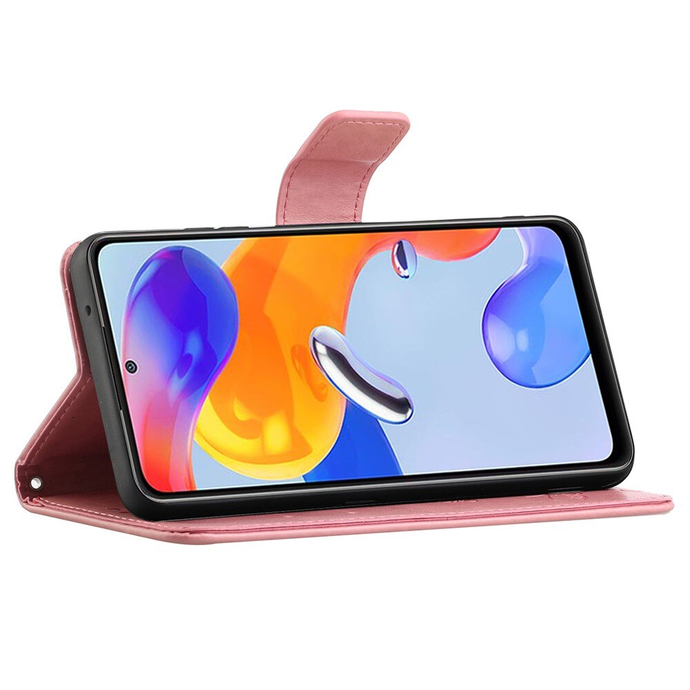 Funda de Cuero con Mariposas Xiaomi Redmi Note 11 Pro, Rosa