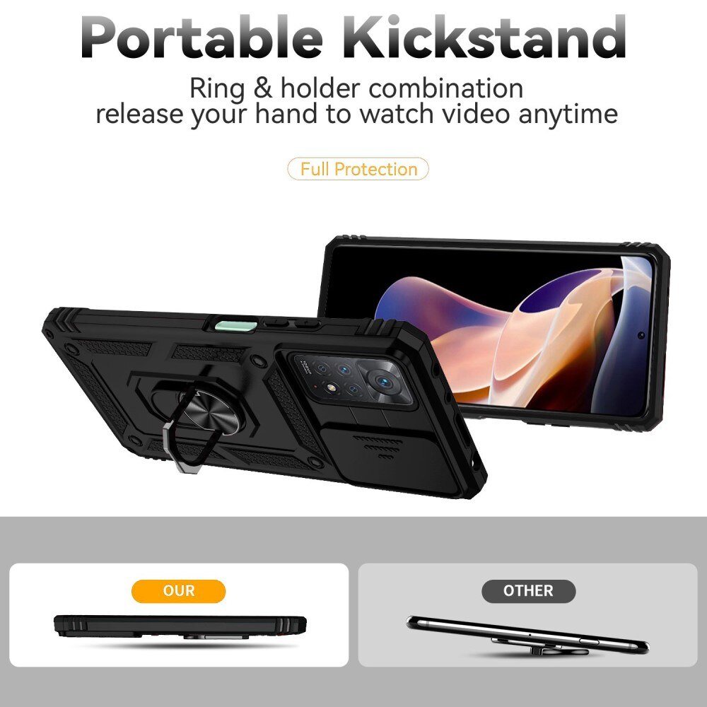Funda híbrida Ring y Protector Cámara Xiaomi Redmi Note 11 Pro Negro