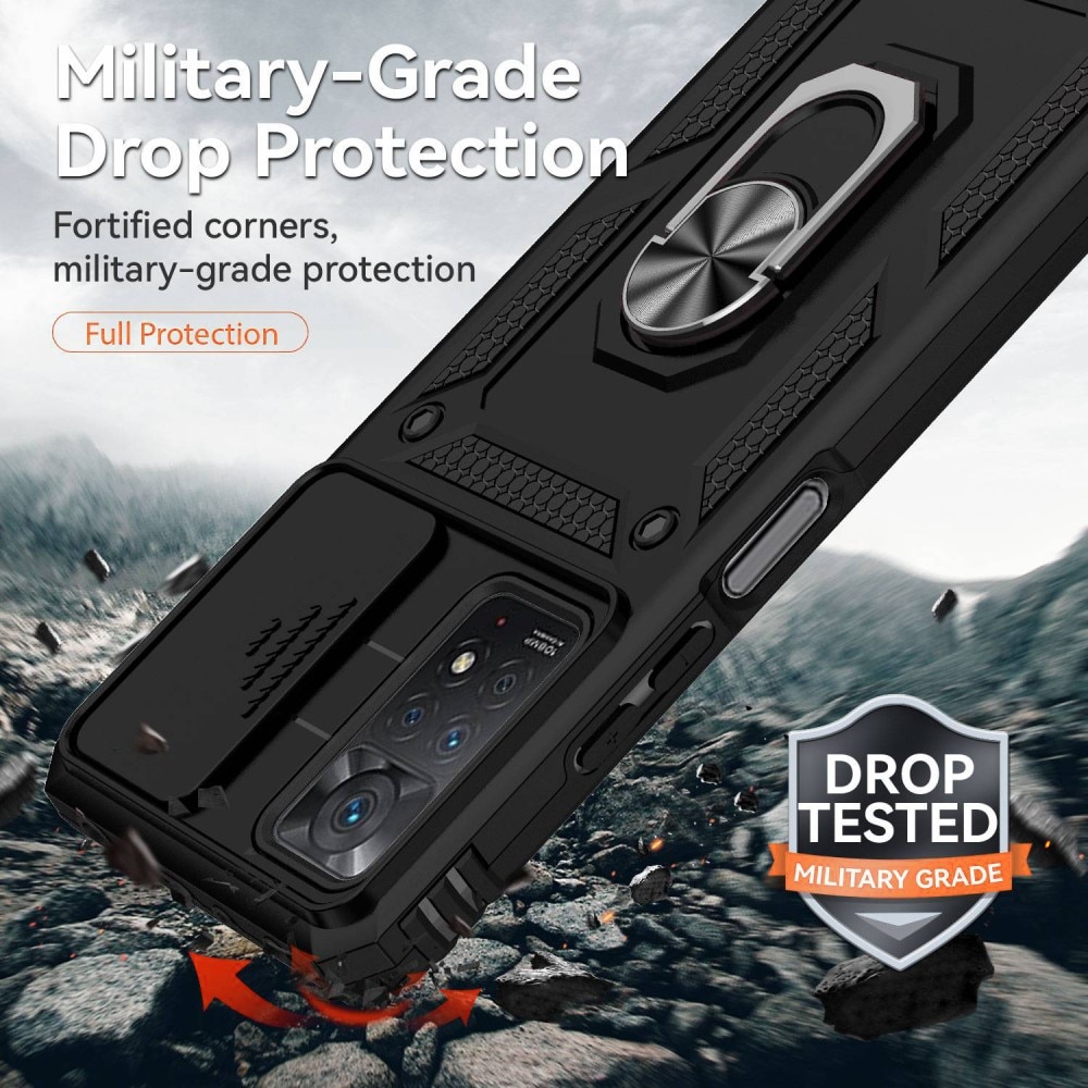 Funda híbrida Ring y Protector Cámara Xiaomi Redmi Note 11 Pro Negro