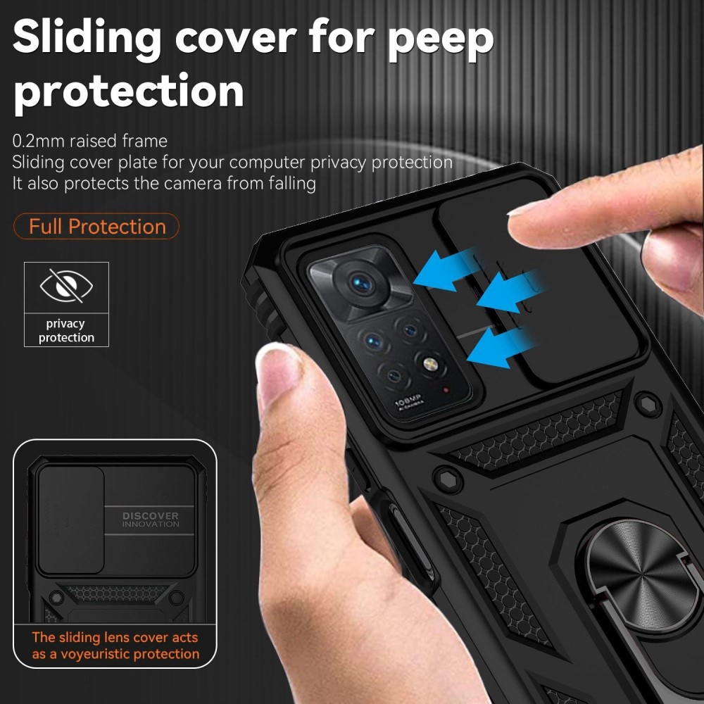 Funda híbrida Ring y Protector Cámara Xiaomi Redmi Note 11 Pro Negro