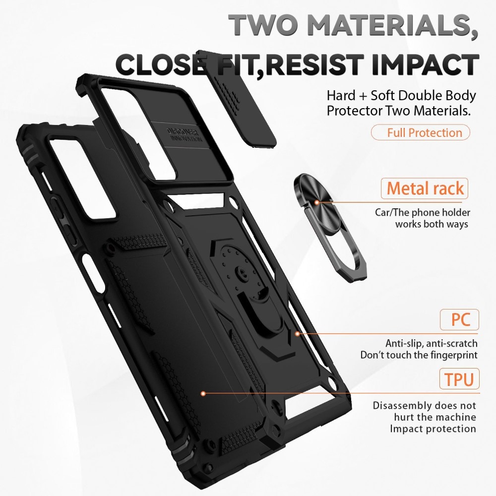 Funda híbrida Ring y Protector Cámara Xiaomi Redmi Note 11 Pro Negro