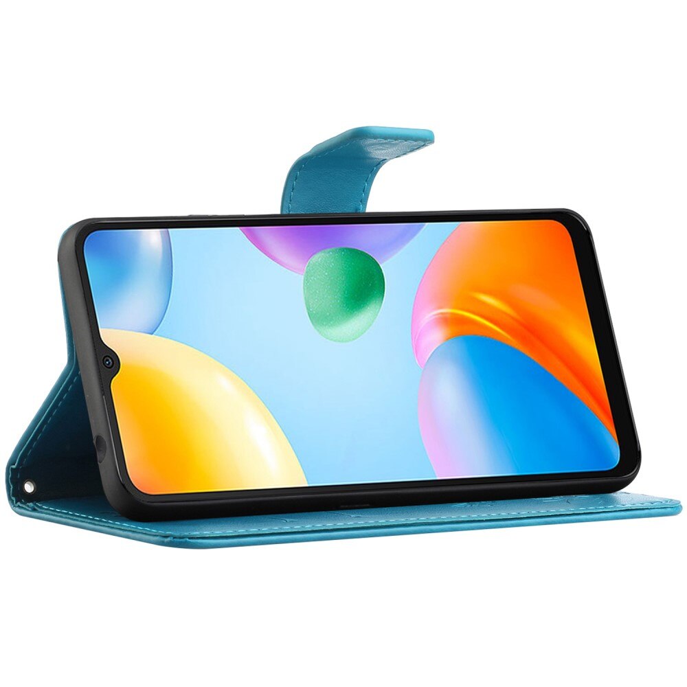 Funda de Cuero con Mariposas Xiaomi Redmi 10C, Azul