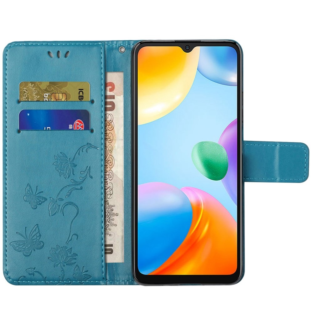 Funda de Cuero con Mariposas Xiaomi Redmi 10C, Azul