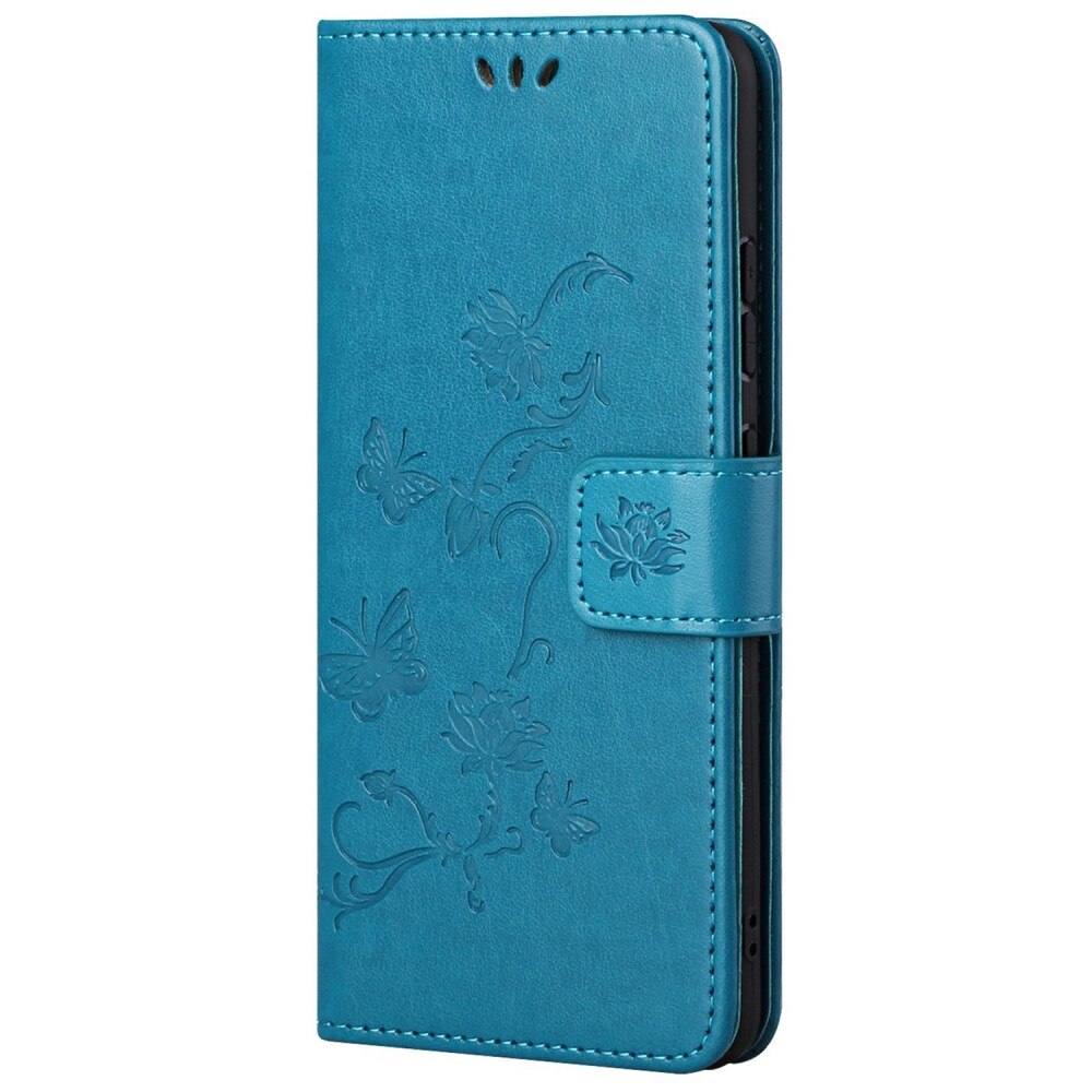 Funda de cuero con mariposas para Xiaomi Redmi 10C, azul