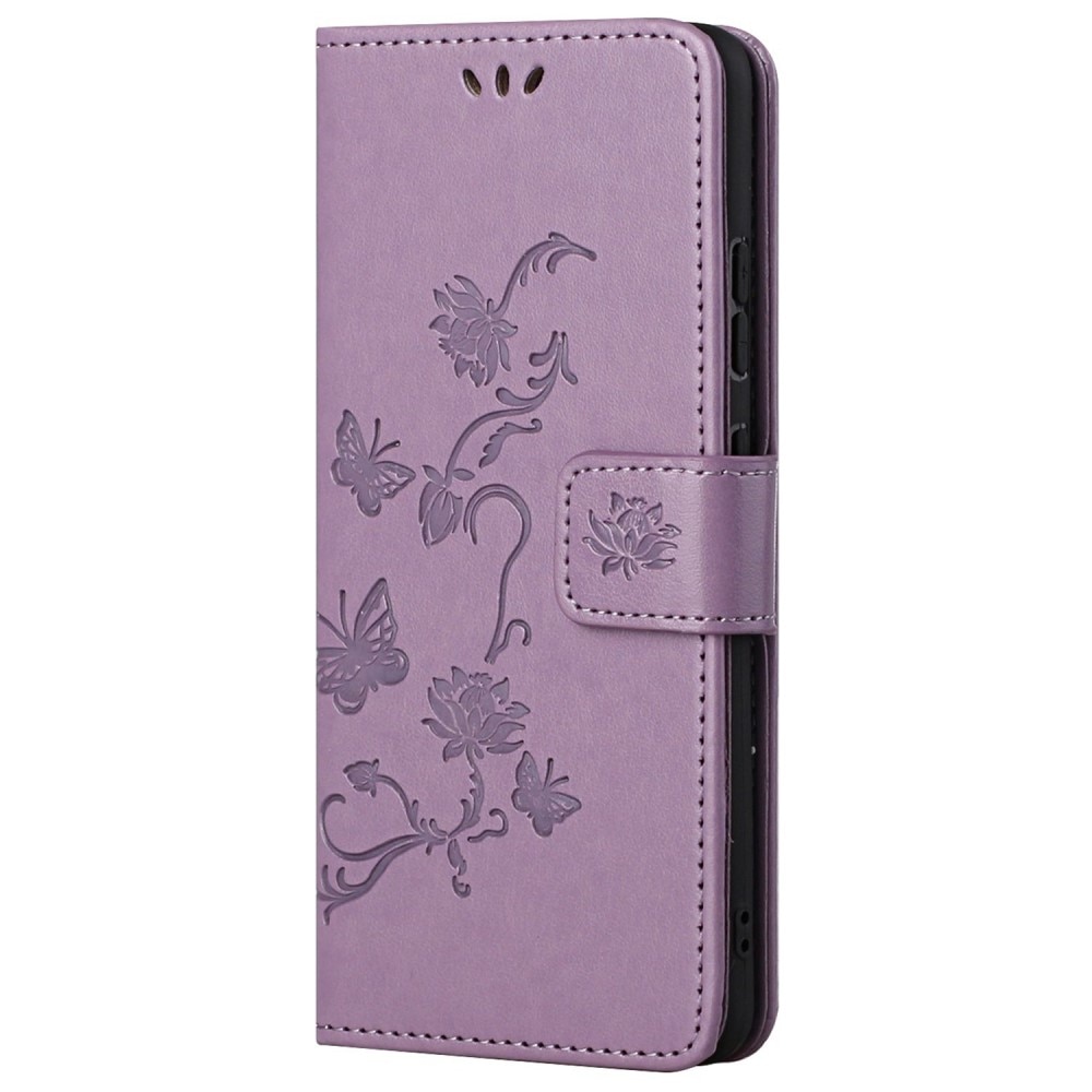 Funda de cuero con mariposas para Xiaomi Redmi 10C, violeta