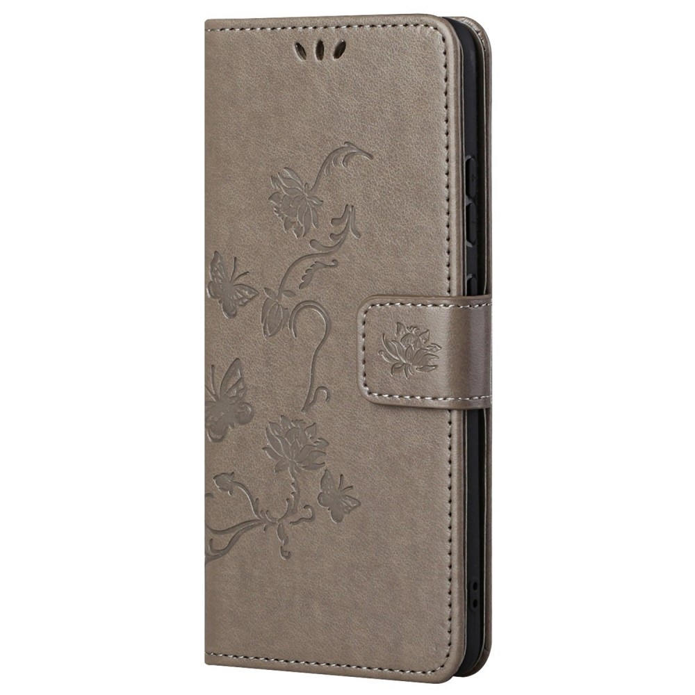 Funda de Cuero con Mariposas Xiaomi Redmi 10C, Gris