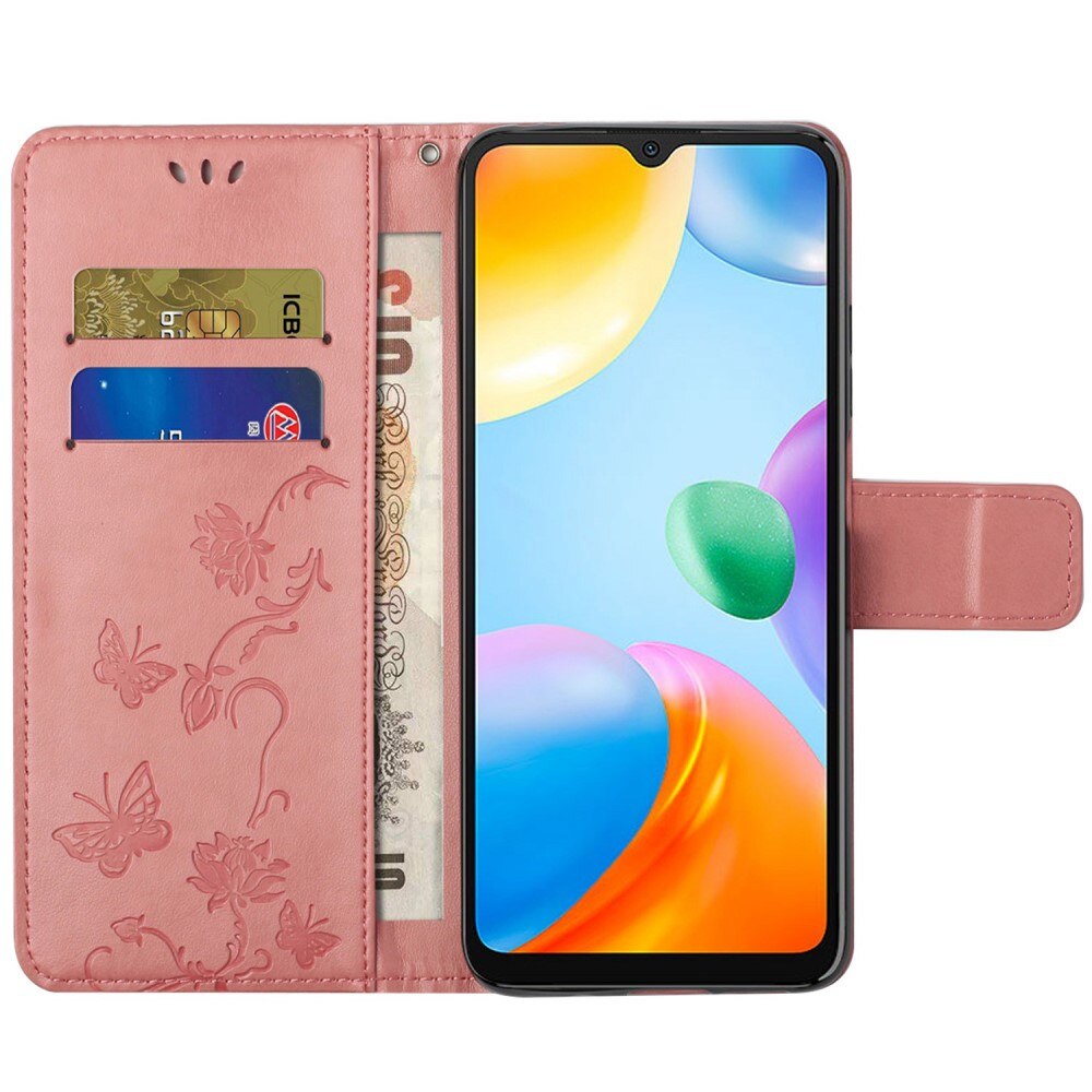 Funda de Cuero con Mariposas Xiaomi Redmi 10C, Rosa