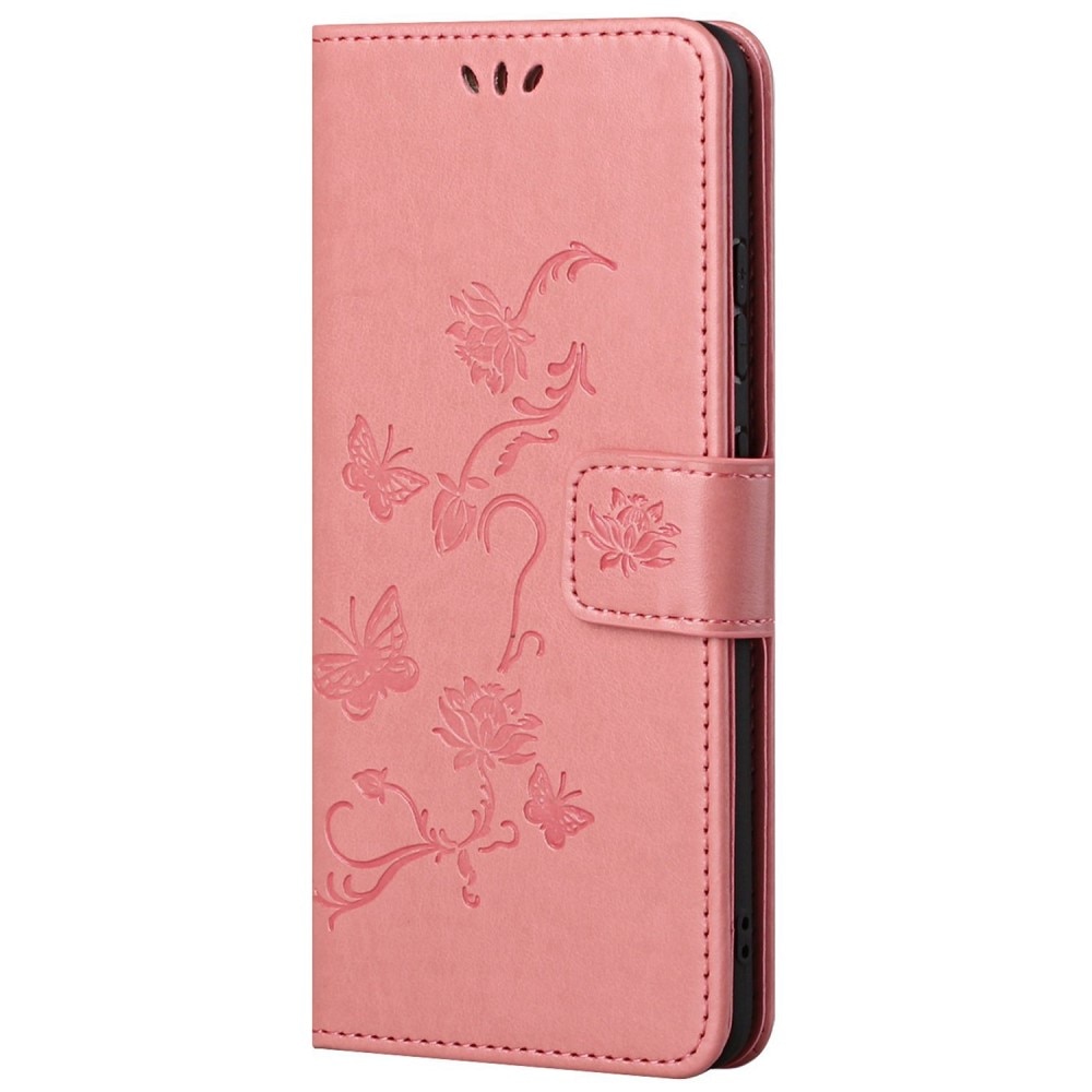 Funda de cuero con mariposas para Xiaomi Redmi 10C, rosado