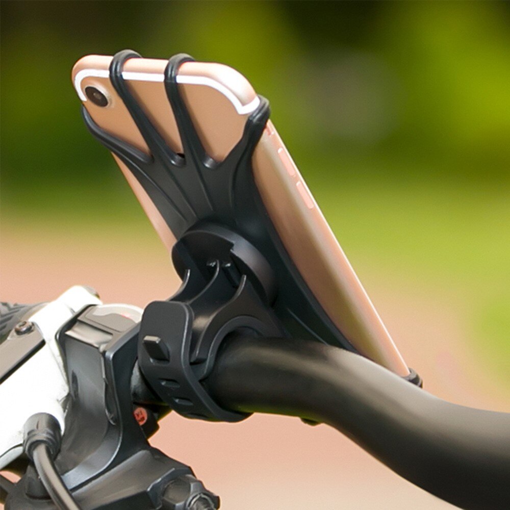 Soporte de silicona para móvil para bicicleta, negro