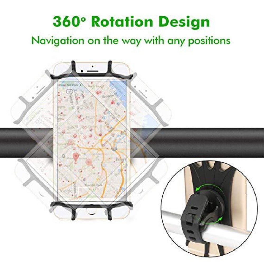Soporte de silicona para móvil para bicicleta, negro