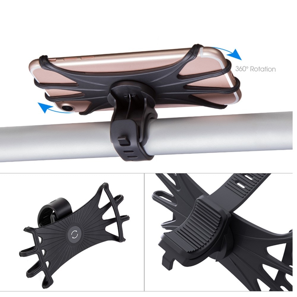 Soporte de silicona para móvil para bicicleta, negro