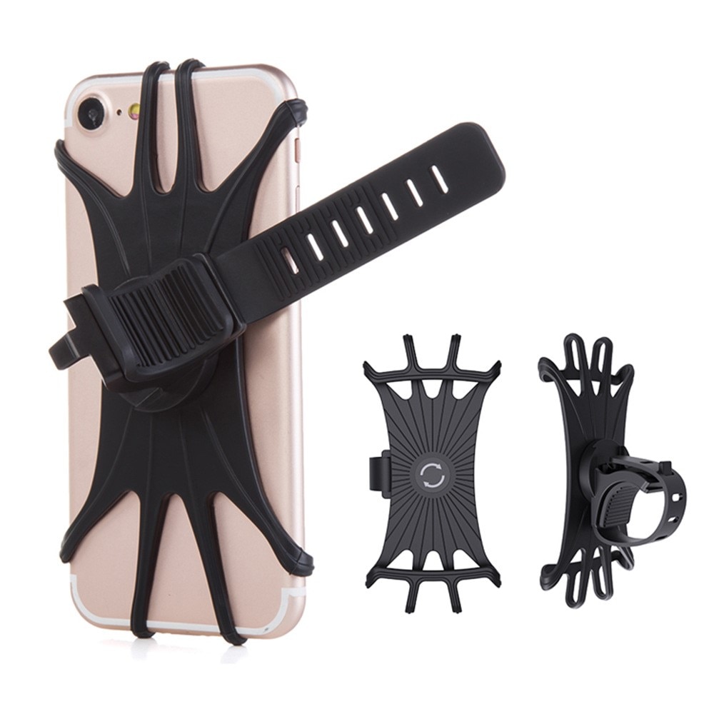 Soporte de silicona para móvil para bicicleta, negro