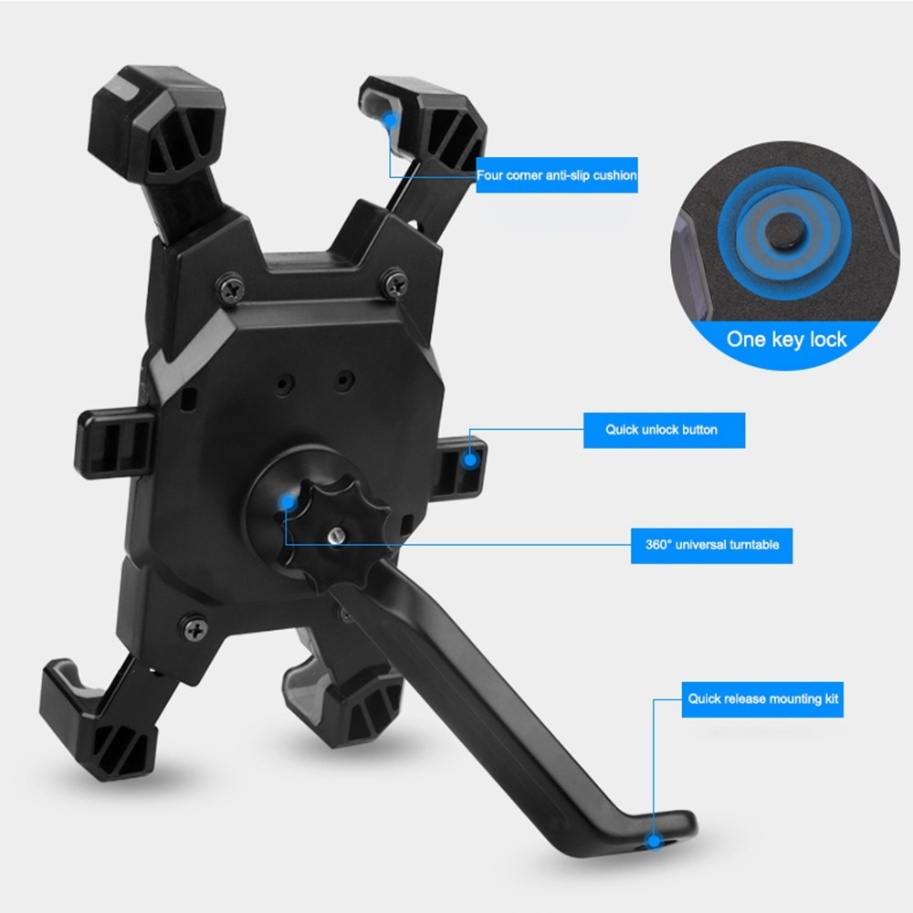 Soporte de móvil para motocicleta Negro