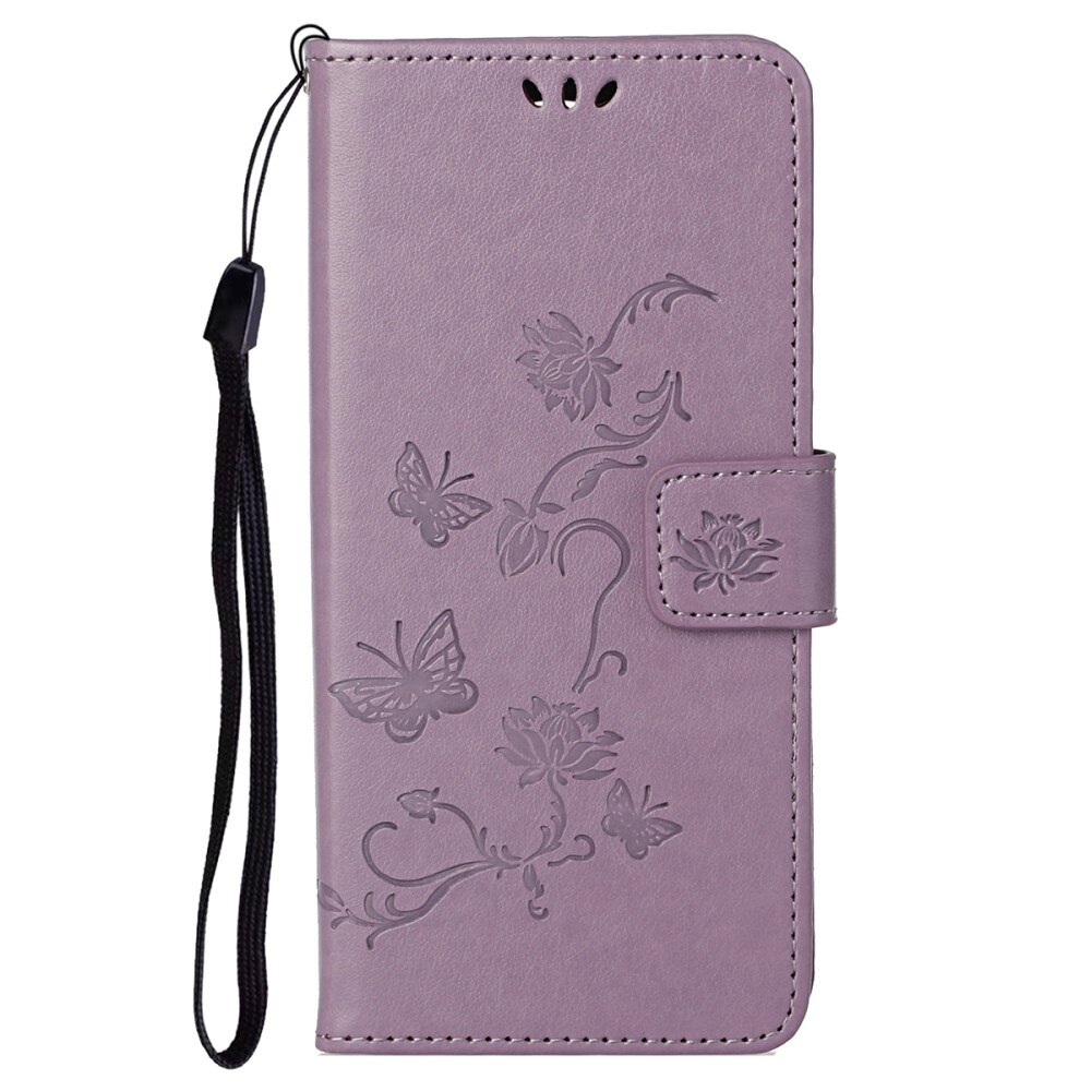 Funda de cuero con mariposas para Google Pixel 6a, violeta