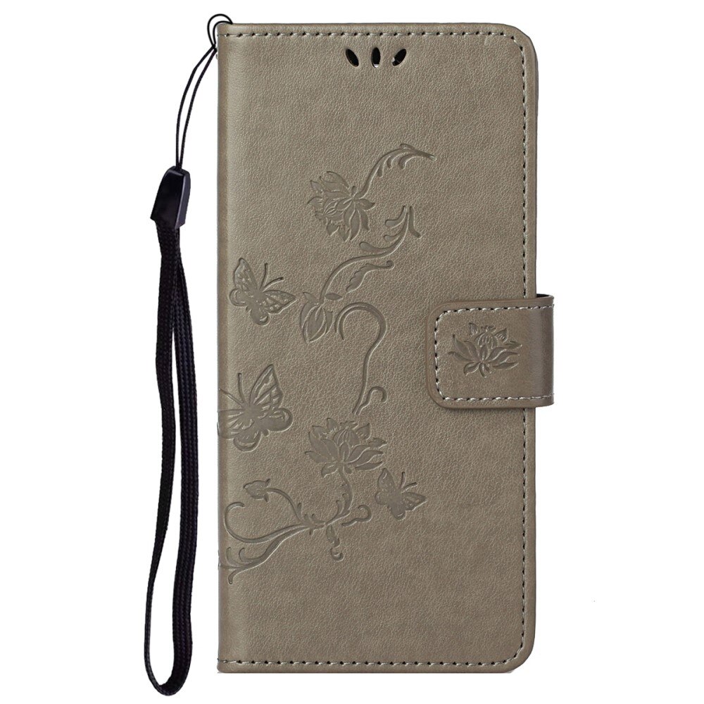 Funda de Cuero con Mariposas Google Pixel 6a, Gris