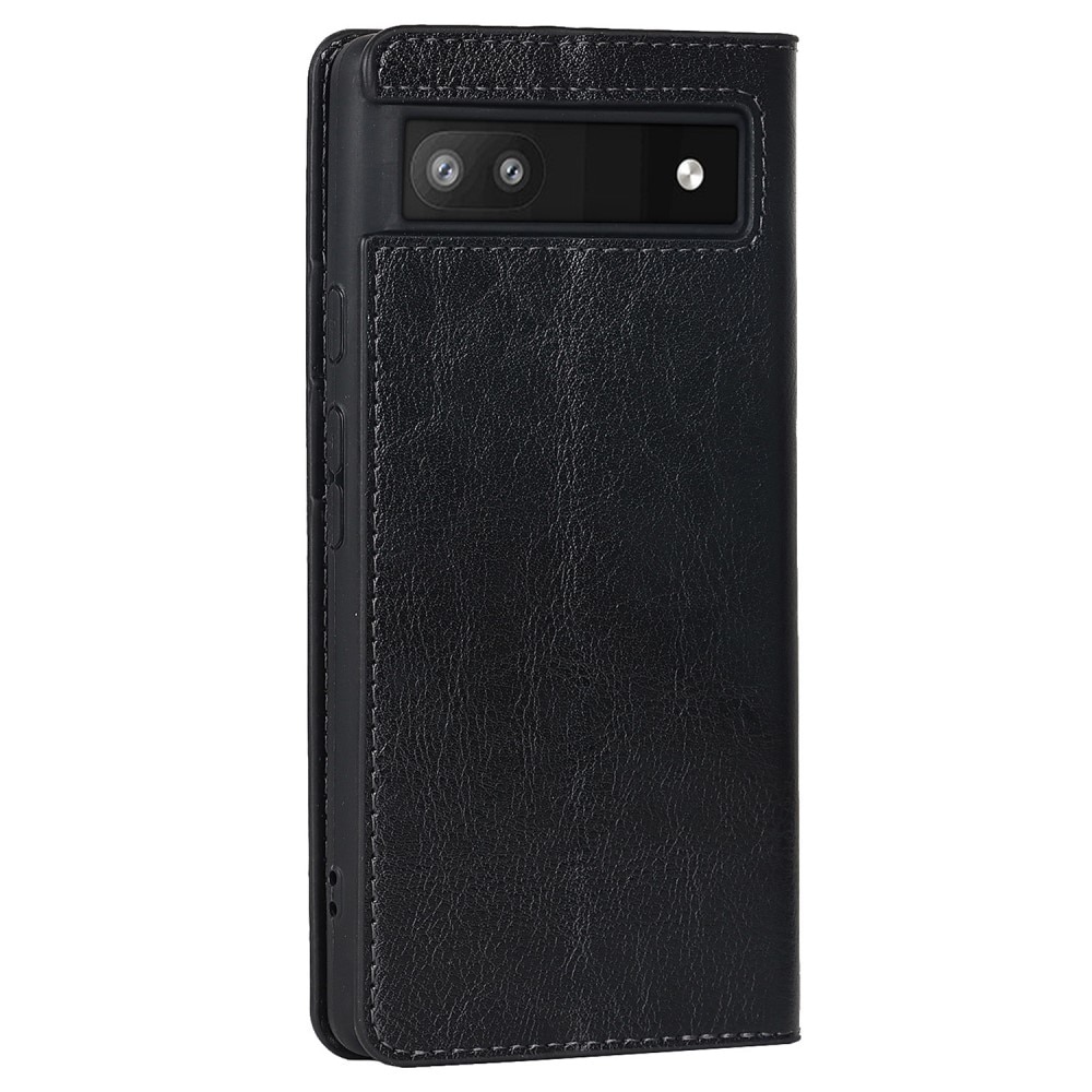 Funda cartera de cuero genuino Google Pixel 6a Negro