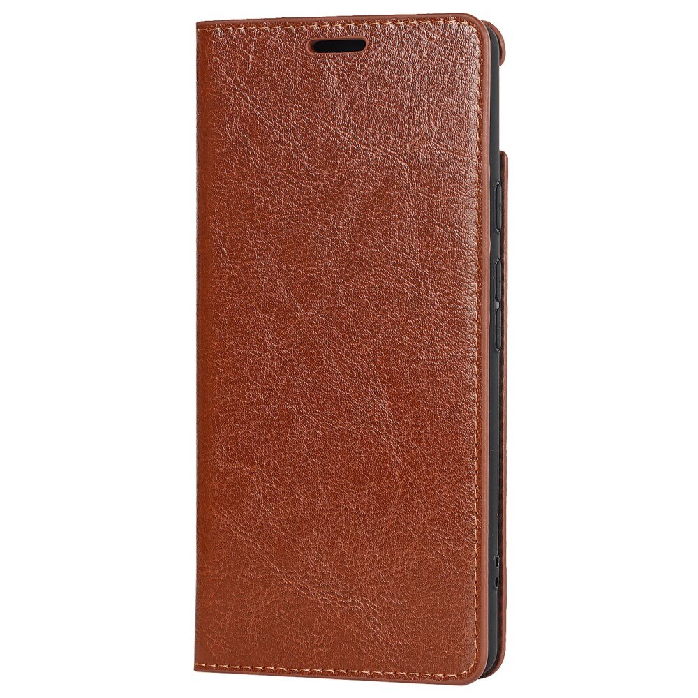 Funda cartera de cuero genuino Google Pixel 6a Marrón