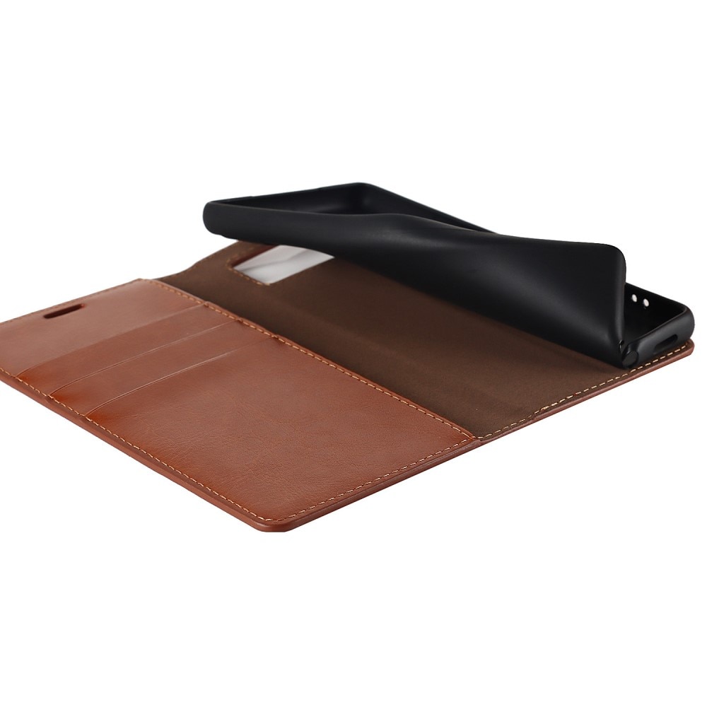 Funda cartera de cuero genuino Google Pixel 6a Marrón