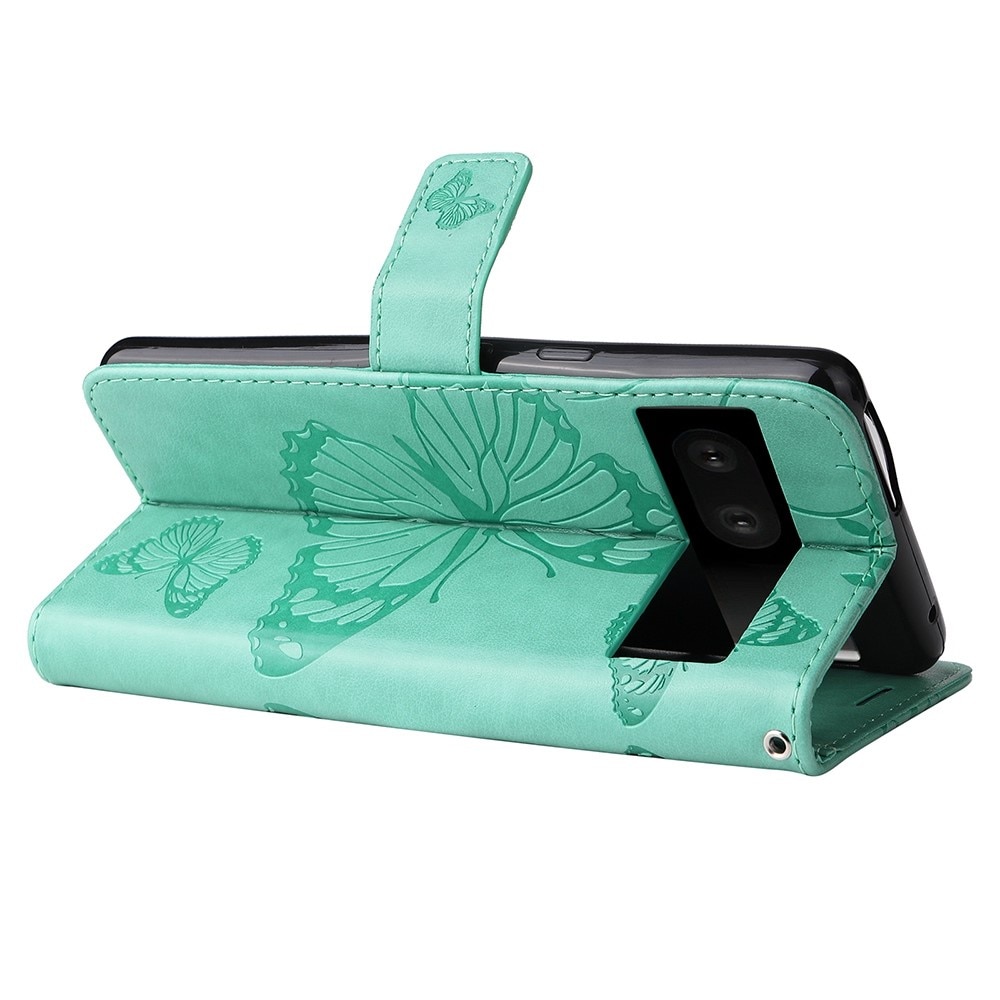 Funda de Cuero con Mariposas Google Pixel 7, Verde