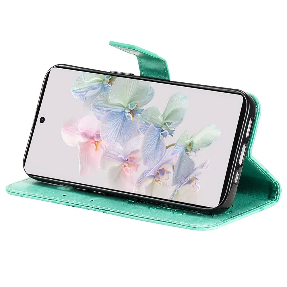 Funda de cuero con mariposas para Google Pixel 7, verde