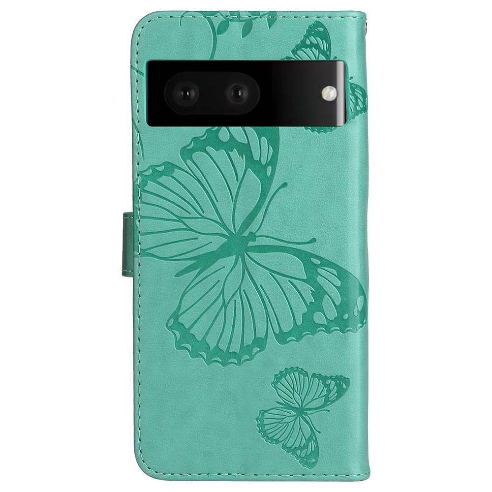 Funda de cuero con mariposas para Google Pixel 7, verde