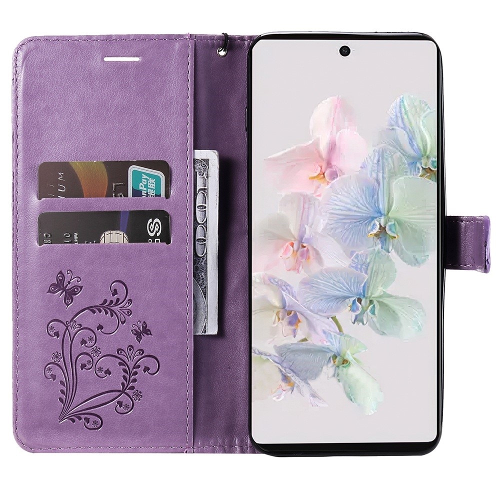 Funda de Cuero con Mariposas Google Pixel 7, Púrpura