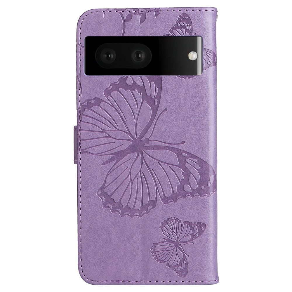 Funda de cuero con mariposas para Google Pixel 7, violeta