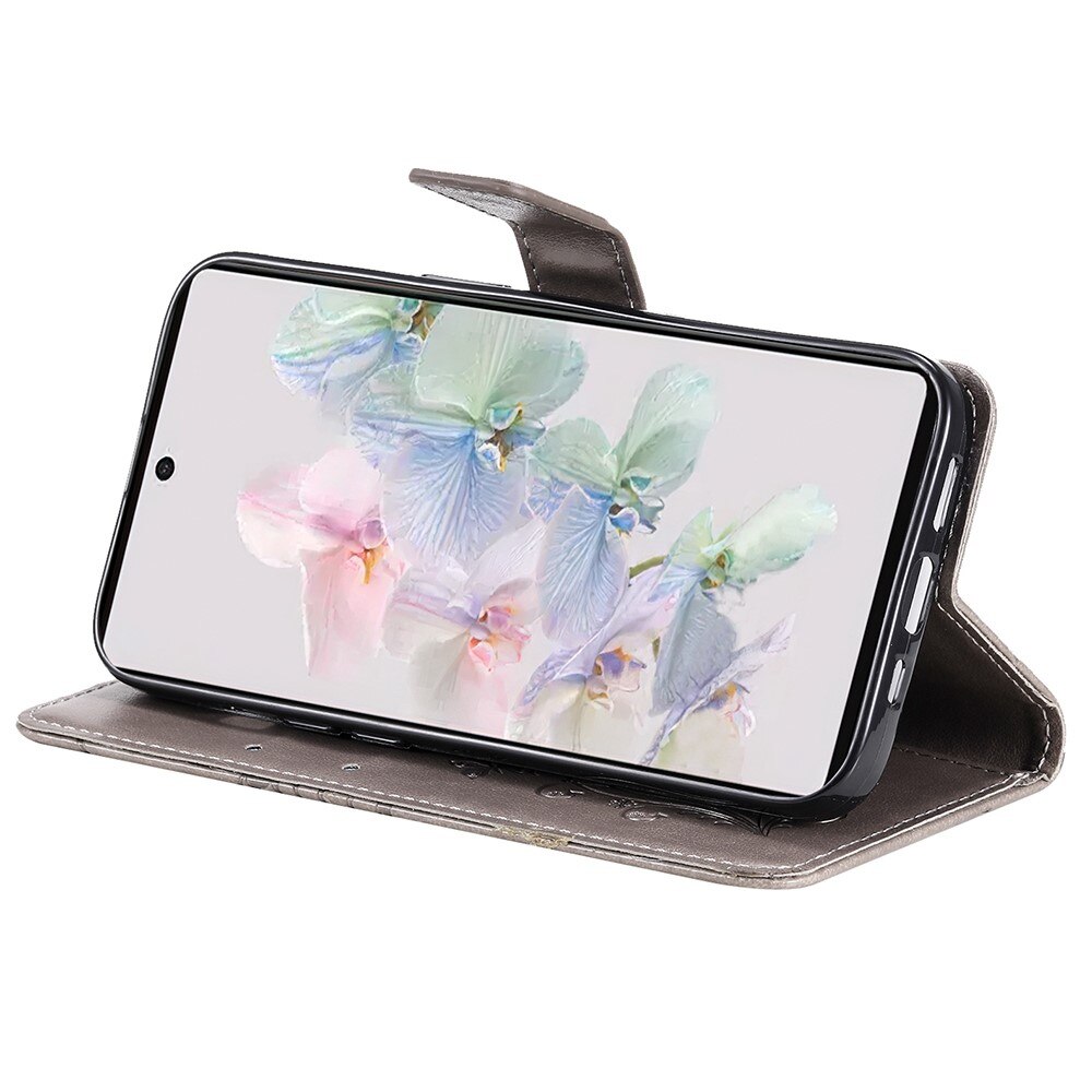 Funda de Cuero con Mariposas Google Pixel 7, Gris