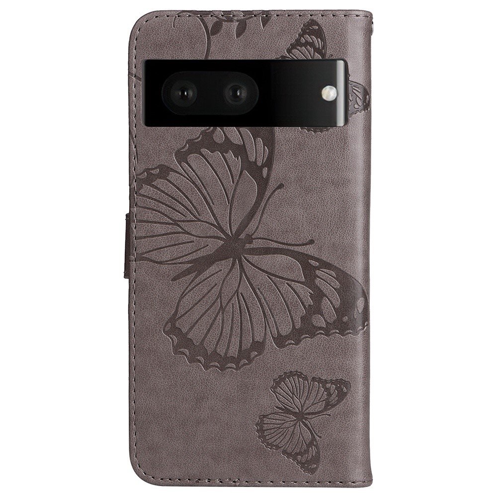 Funda de Cuero con Mariposas Google Pixel 7, Gris