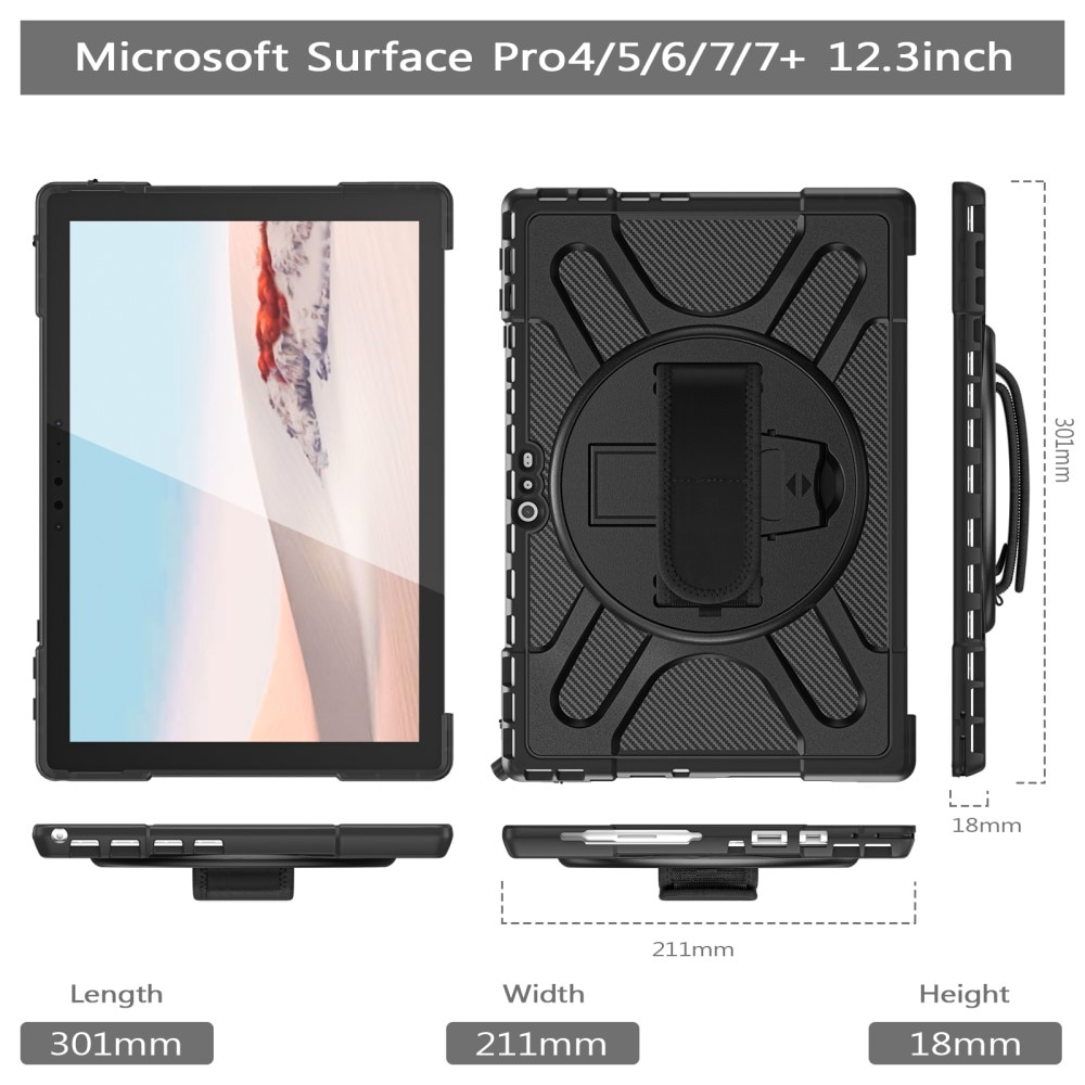 Funda híbrida a prueba de golpes Microsoft Surface Pro 4/5/6/7/7 Plus Negro