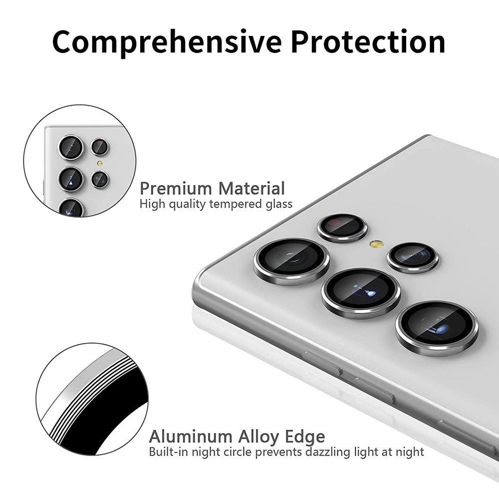 Cubre objetivo de cristal templado aluminio Samsung Galaxy S22 Ultra plata