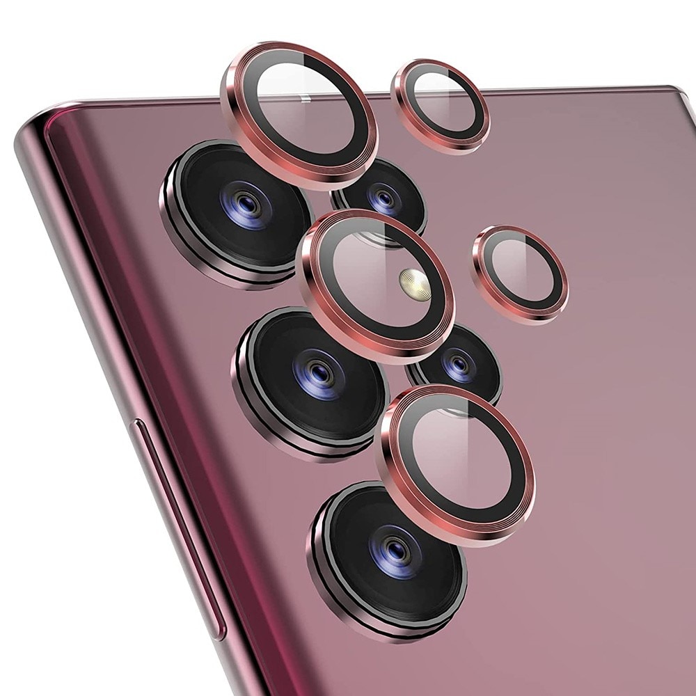 Cubre objetivo de cristal templado aluminio Samsung Galaxy S22 Ultra rojo