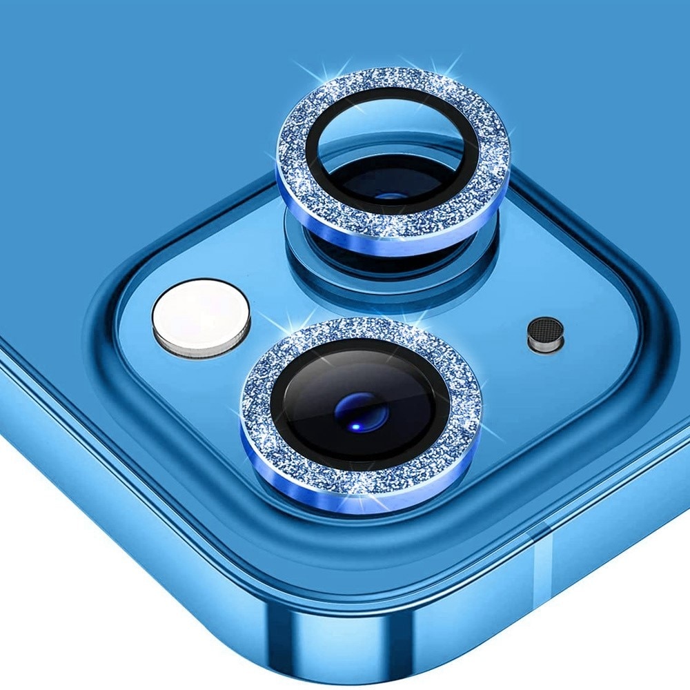 Cubre objetivo de cristal templado aluminio brillantina iPhone 13 Mini azul