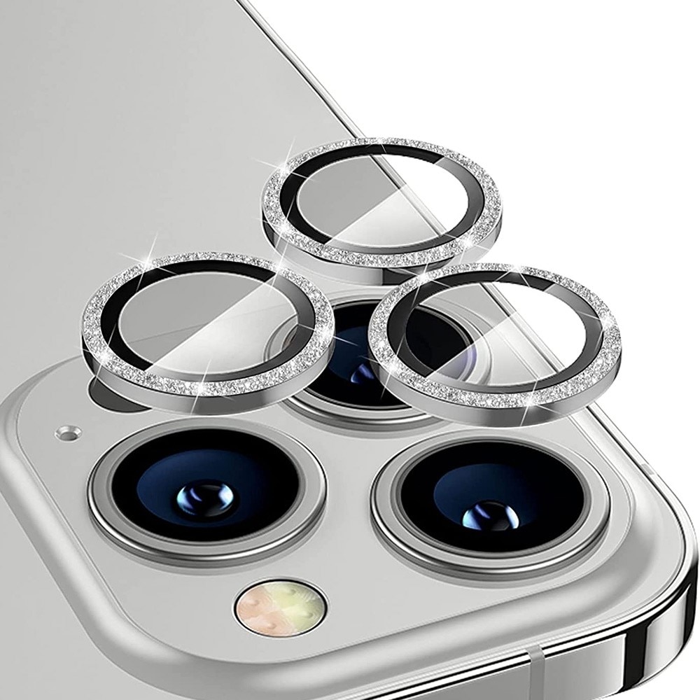 Cubre objetivo de cristal templado aluminio brillantina iPhone 13 Pro/13 Pro Max Plata