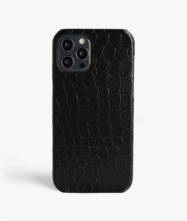 Funda iPhone 12/iPhone 12 Pro Small Croco Negro