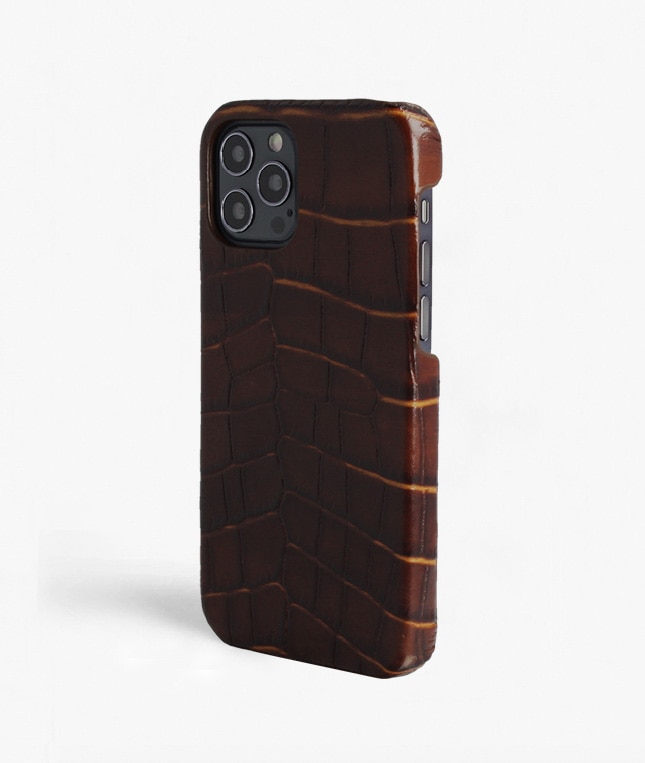 Funda iPhone 12/iPhone 12 Pro Croco Marrón