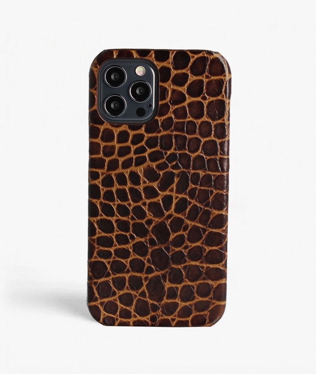 Funda iPhone 12/iPhone 12 Pro Small Croco Marrón