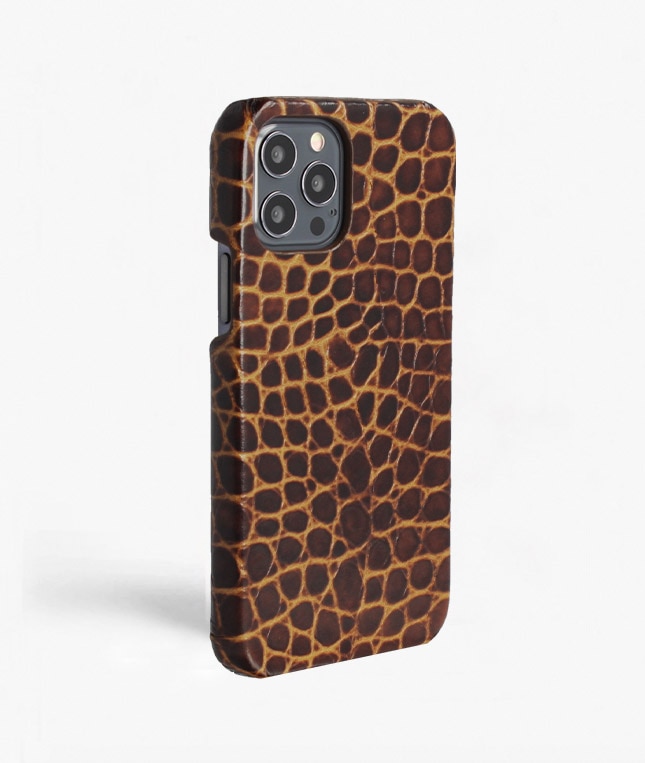 Funda iPhone 12/iPhone 12 Pro Small Croco Marrón